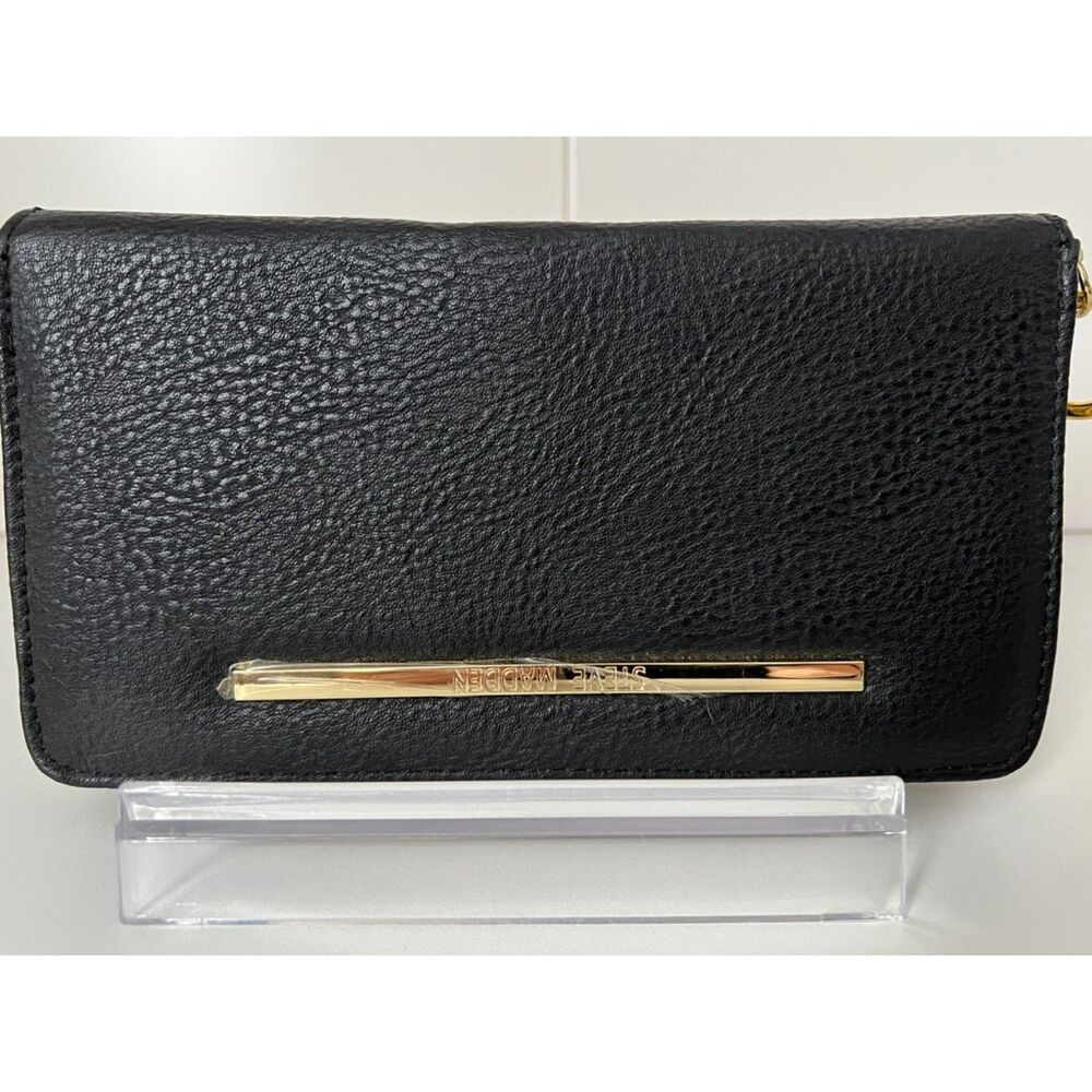 Steve Madden faux black leather zip around wallet - Picture 1 of 10